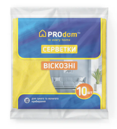 Серветки віскозні 10шт ТМ Prodom 30*36